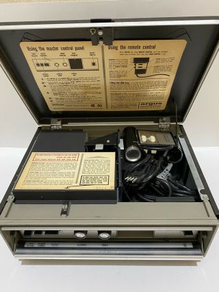 Vintage Slide Projector Argus Electromatic 570,  Remote & Wires - 2