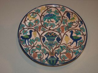 A Antique “william De Morgan” Style Persian Wall Plate/charger.
