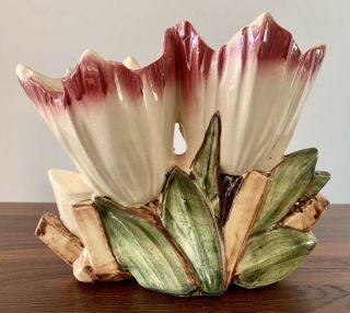 Vintage Mccoy Double Tulip Flower Vase Planter Mcm Mccoy Pottery