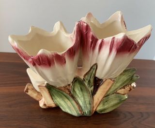 Vintage McCoy Double Tulip Flower Vase Planter MCM McCoy Pottery 2
