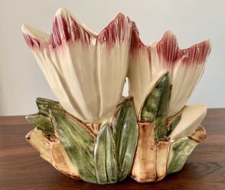 Vintage McCoy Double Tulip Flower Vase Planter MCM McCoy Pottery 3