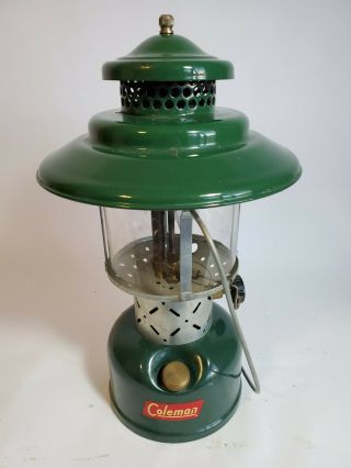 Vintage Green Coleman Lantern Model 228e Big Hat Double Mantle Sunshine Of Night