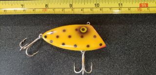 Vintage Whopper Stopper Bayou Boogie Fishing Lure Yellow/blk Dots