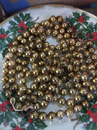 Vintage 3/8 Inch Gold Glass Beaded Christmas Garland & Over 100 Extra Beads
