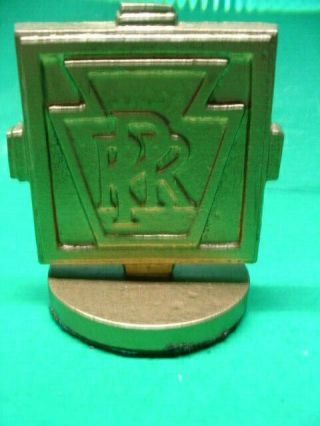 P R R Paperweigth.  Cast Iron P R R keystone logo on both sides 2