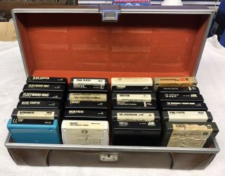 Vintage 8 Track Cassette Tape Cartridge Storage Case W/tapes Classic Rock