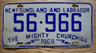 Single Newfoundland & Labrador,  Canada License Plate - 1969 - The Mighty Churchill