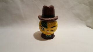 Vintage Anthropomorphic Fruit Lemon Head With Hat Salt And Pepper Shakers