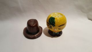 Vintage Anthropomorphic Fruit Lemon Head with Hat Salt and Pepper Shakers 2
