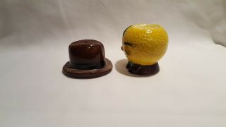 Vintage Anthropomorphic Fruit Lemon Head with Hat Salt and Pepper Shakers 3