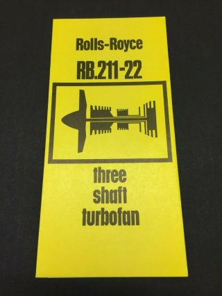 Vintage Rolls - Royce Rb.  211 - 22 - Three Shaft Turbo Fan Aeroplane Engine Brochure