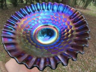 Dugan Honeycomb & Beads Antique Carnival Art Glass Deep Plate Purple Gorgeous