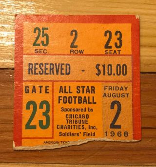 1968 08/02 Green Bay Packers Vs.  College All Stars Ticket; Starr,  Czonka,  More