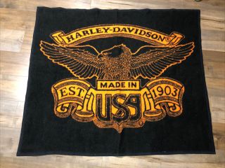 Biederlack Harley Davidson Eagle Throw Fleece Blanket 55” X 44” Made In The Usa