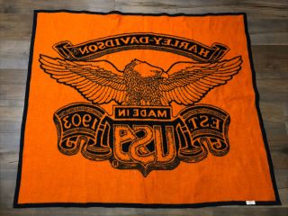 Biederlack Harley Davidson Eagle Throw Fleece Blanket 55” x 44” Made In The USA 3