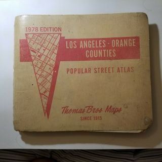 Thomas Bros.  Maps Los Angeles & Orange Counties Street Guide 1978 Vintage