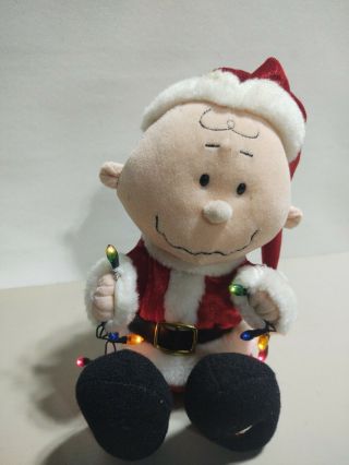 Vintage Gemmy Christmas Charlie Brown Santa Hat Animated Music Lights Moves