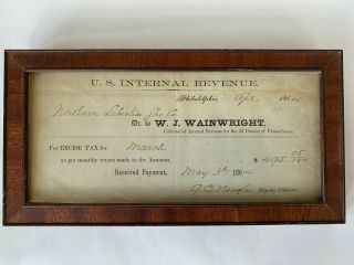 Rare Signed Antique 1864 U.  S.  Internal Revenue Excise Tax Receipt