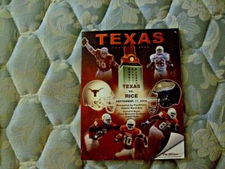 2005 Texas Longhorns Rice Owls Football Program Football Ut Nat Champ College Ad
