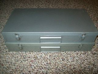 Pair Vintage Atco Metal Slide Storage Box Case Holds 150 35mm Slides Or Coins 2
