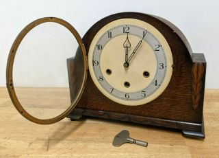 Smiths Enfield Westminster Chiming Mantle Clock 1950 ' s Art Deco - SEE VIDEO 2