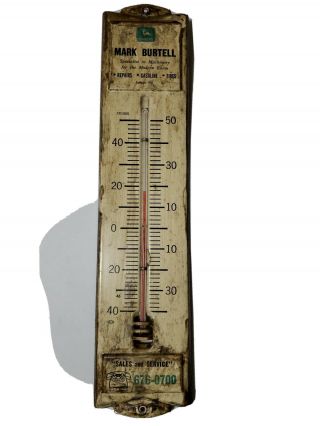 Vintage John Deere Metal Thermometer Local Advertising Buffalo Ny Machinery Shop