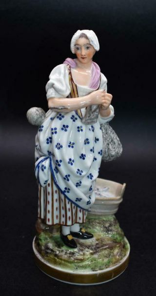 Antique 19thc French Paris Porcelain Figure - Fish Seller - Derby Style