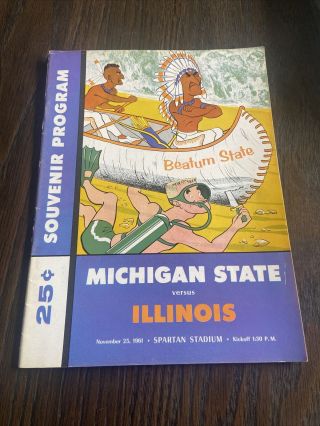1961 Michigan State Vs Illinois Football Program Spartans Msu Vintage
