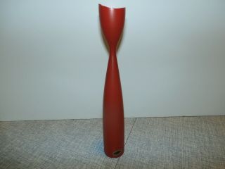 Vintage Danish Mid - Century Modern Teak Tulip Candle Holder - Red Color