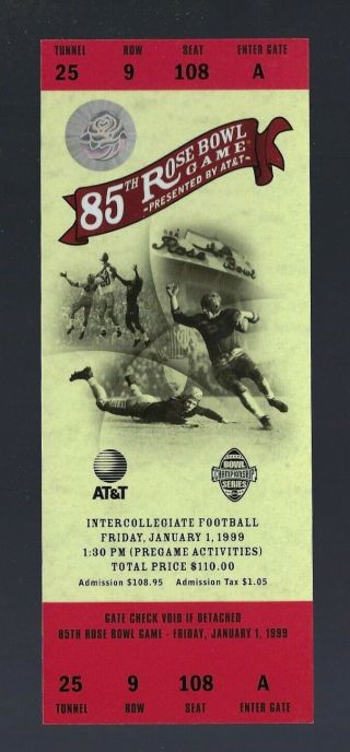 Vintage 1999 Ncaa Rose Bowl Full Football Ticket Ucla Bruins V Wisconsin Badgers