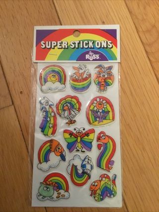 Vintage Russ Puffy Stickers Rainbows Stick Ons In Package