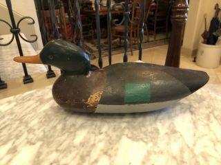 Antique Vintage 17” Hand Carved Wooden Duck Decoy & Paint