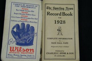 Vintage 1928 Sporting News Record Book Lou Gehrig Baseball Schedule 3