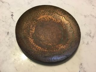 Roycroft Arts & Craft Hammered Copper Plate Marked