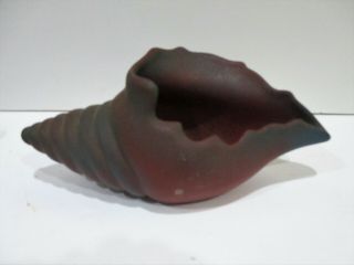 Artist Signed Vtg Van Briggle 9 " Red To Blue Conch Shell Planter Pottery Art