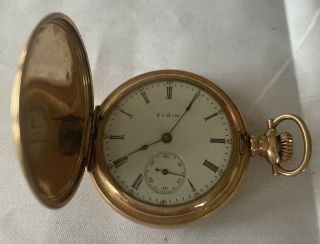 Antique Victorian Elgin Ladies Gold Filled Pocket Watch Hunter Case