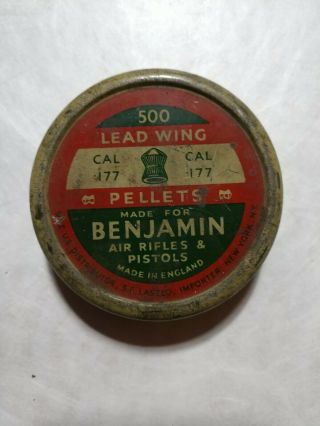 Benjamin Lead Wing 177 Cal Pellets Vintage Tin With Pellets