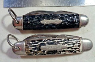 2 Vintage Pocket Knife Knives Multi Tool Kamp King Imperial Prov Ri 3.  75 " Handle
