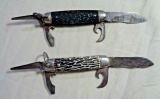 2 Vintage pocket knife knives multi tool Kamp King Imperial Prov RI 3.  75 