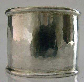 Arts & Crafts Sterling Silver Napkin Ring Plannished London 1953 Hand Made Tsa
