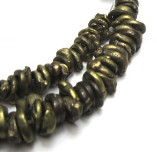 8 " Strand Of 143 Rare Small Graduated Old Solid Brass " Igbo " Antique Beads