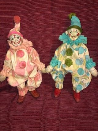 Set Of Two Antique Schoenhut Humpty Dumpty Circus Clowns