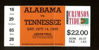 1995 Tennessee Vols V Alabama Tide Football Ticket 10/14 Peyton Manning 54740