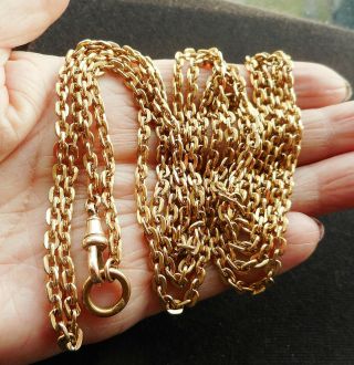 Antique Victorian Rolled Rose Gold Fancy Links Muff Chain Guard