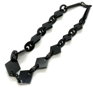 Antique Victorian Whitby Jet Carved Chain Necklace 170