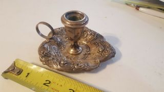 Gorham Sterling Silver Heart Shaped Chamberstick W Floral Design Candle Holder