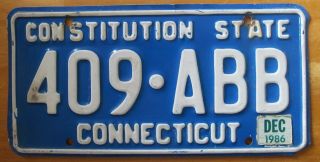 Connecticut 1986 License Plate Quality 409 - Abb
