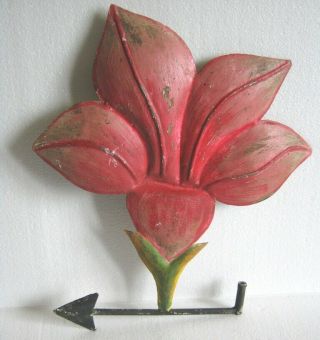 Vintage Old Iron Weathervane Flower Weather Vane,  Embossed