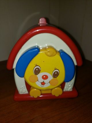 Vintage Kiddicraft Musical Wind Up Puppy Dog In Doghouse Plays Music