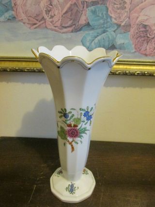 Herend Hungary Porcelain Vase 7075 / Fdm Flowers 9 "